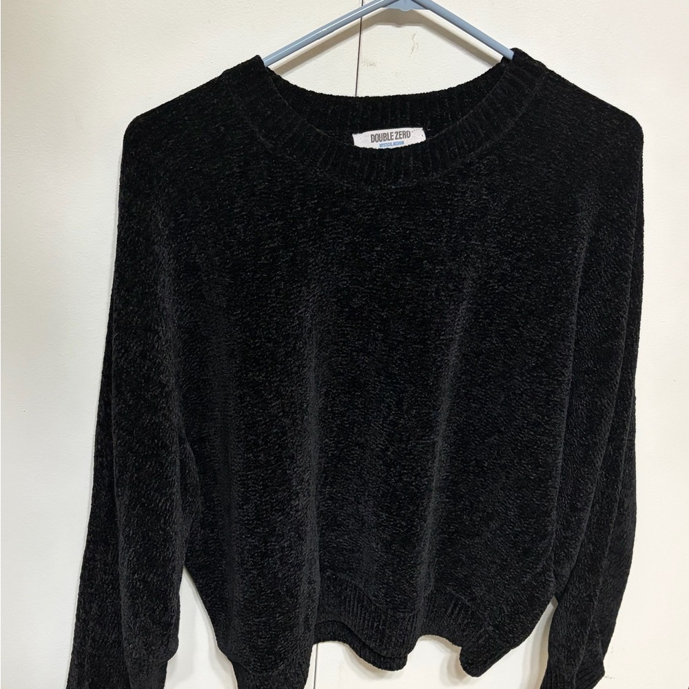 Double Zero Black Relaxed Crewneck Sweater